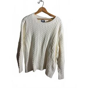 Lands' End Cream Chunky Cable Knit Sweater 3X